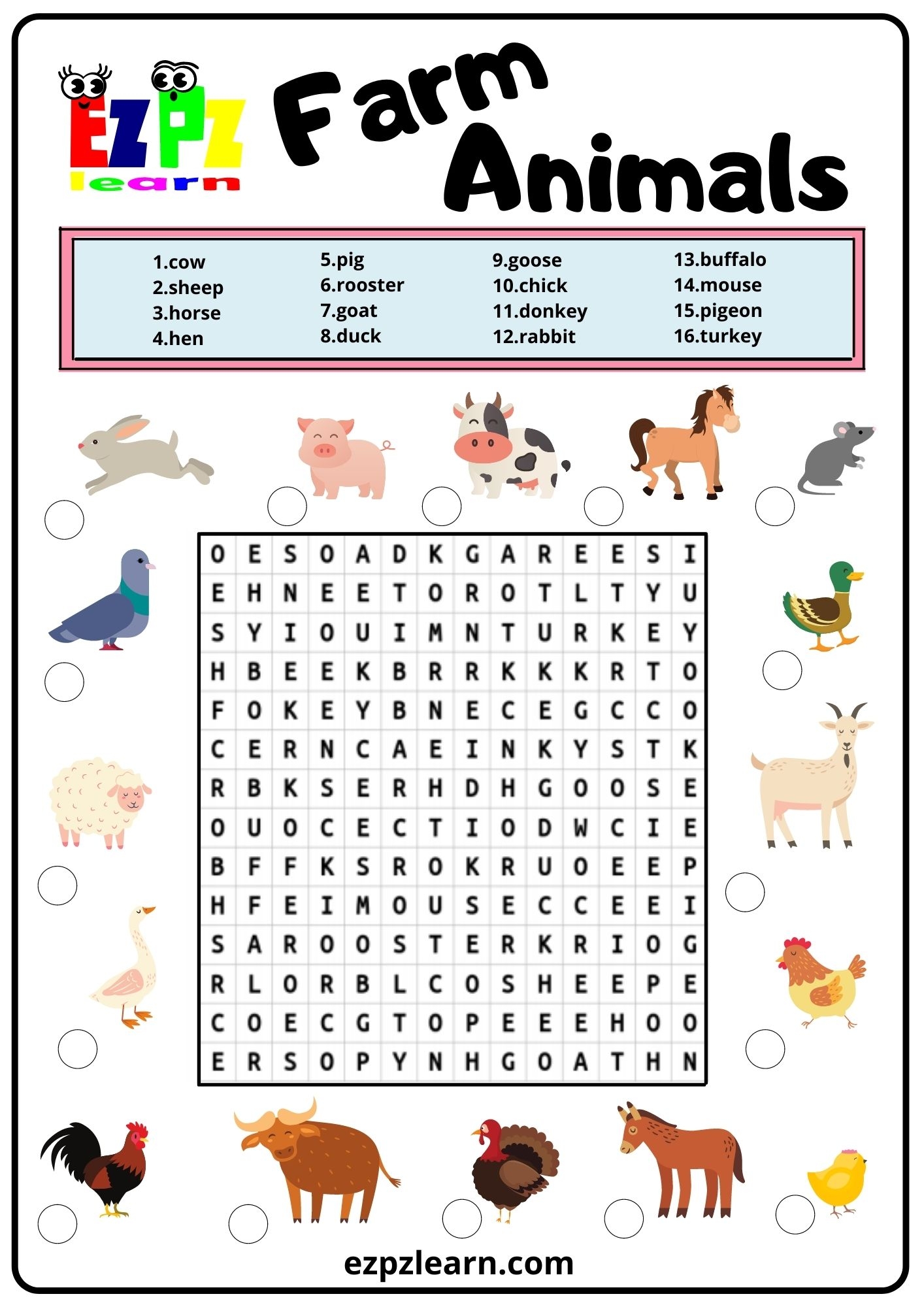 Word Search Puzzle Printable Worksheets