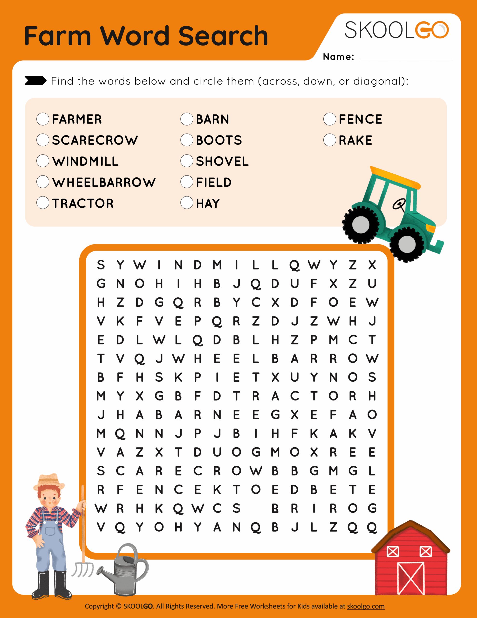 Farm Word Search Free Game For Kids SKOOLGO