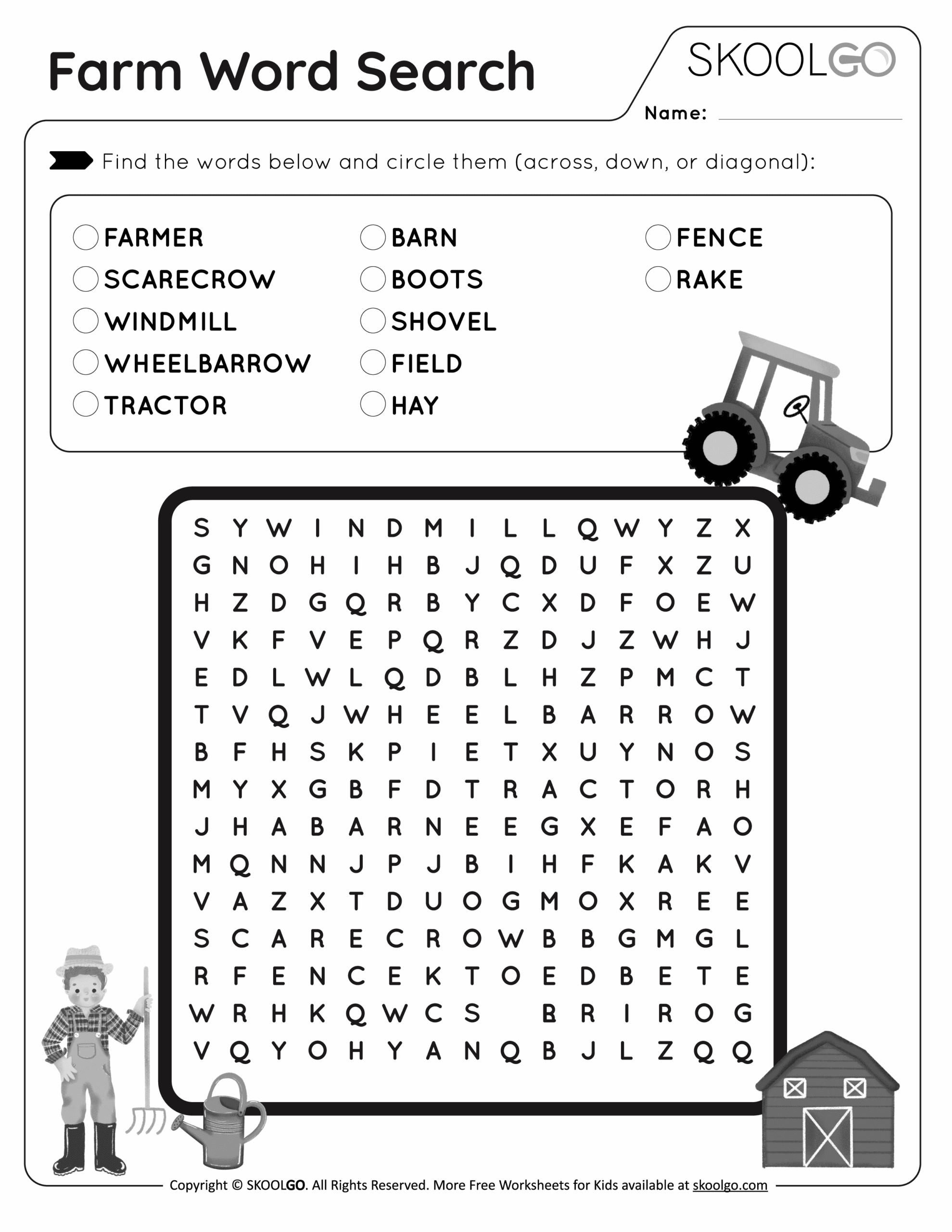 Farm Word Search Free Game For Kids SKOOLGO