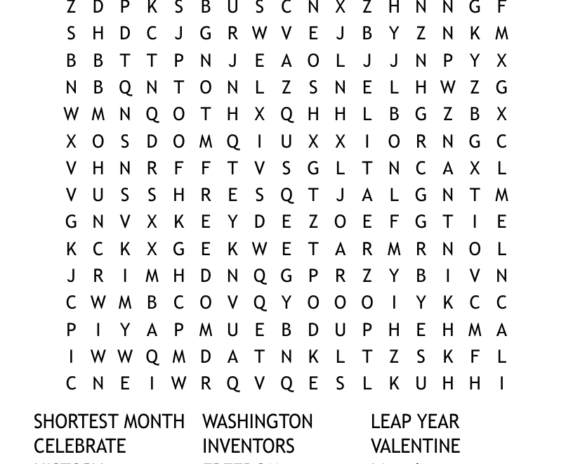 February Fun Facts Black History Word Search WordMint