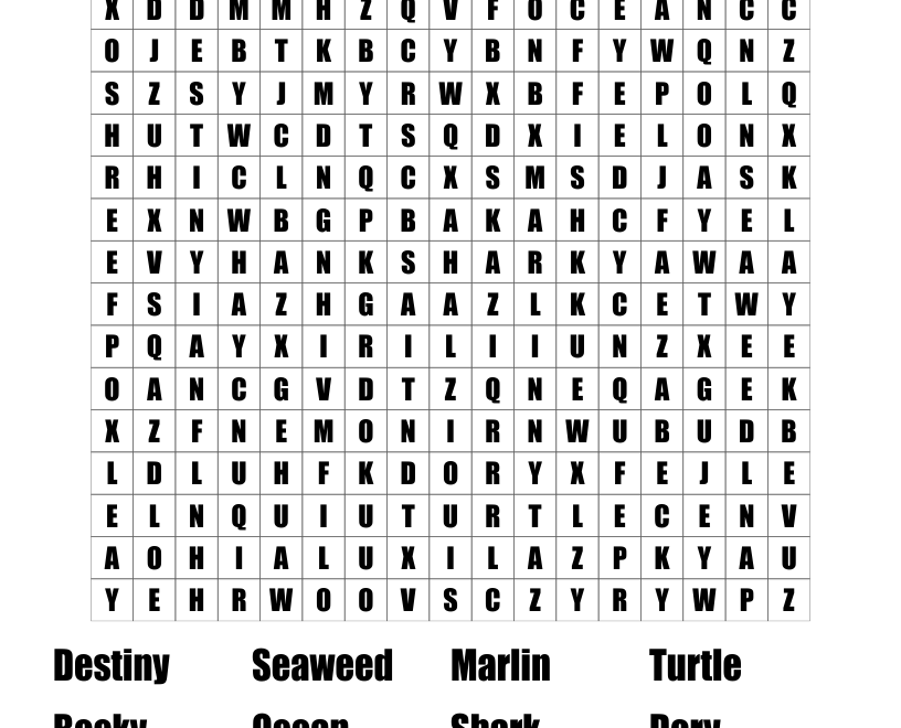 Finding Dory Word Search WordMint