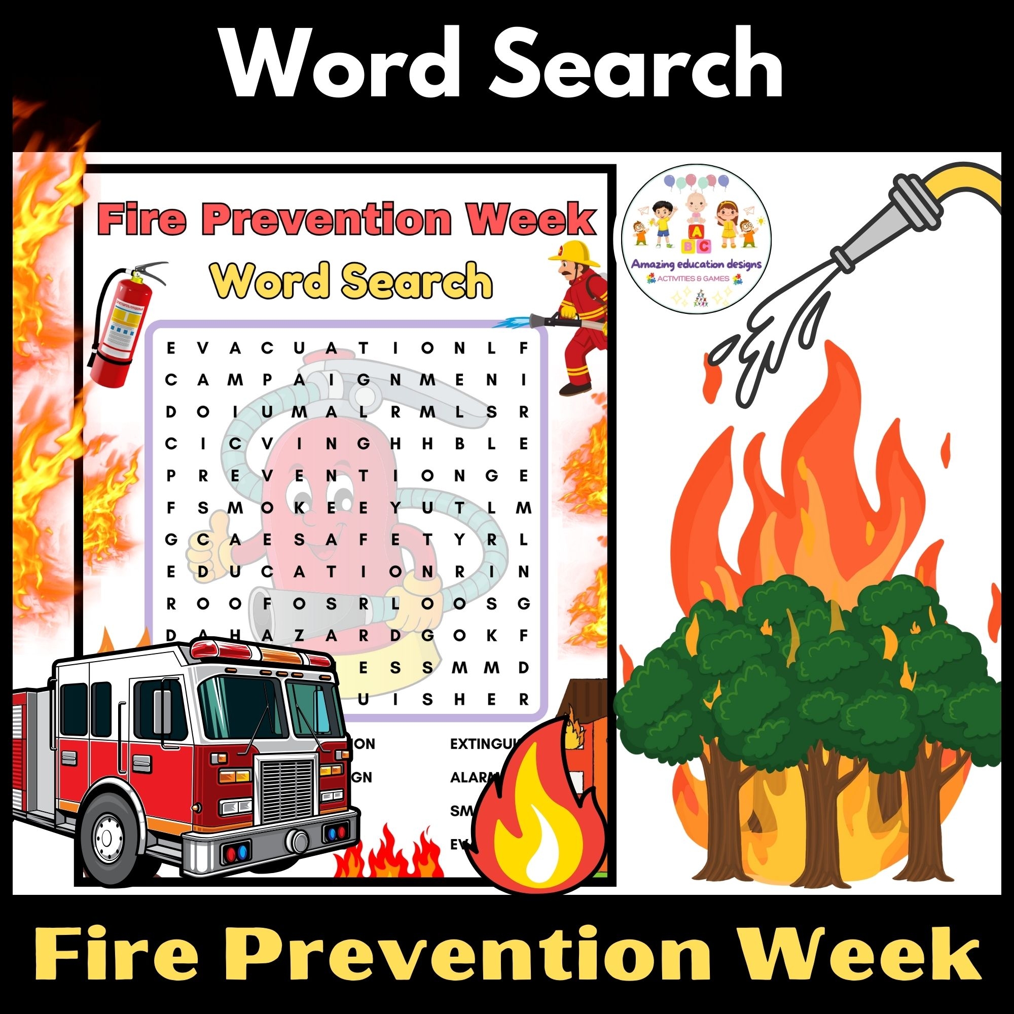 Fire Safety Word Search Printables
