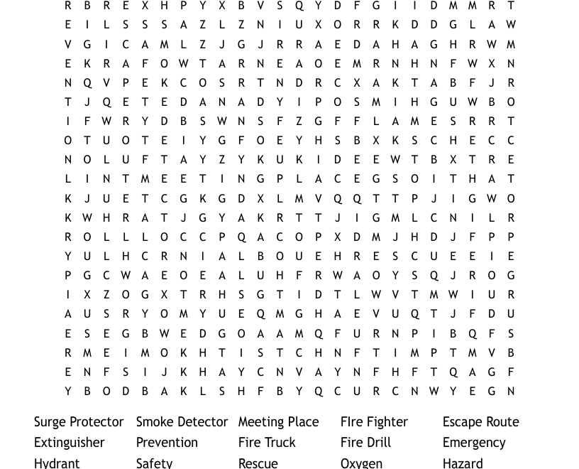 Fire Prevention Week Word Search WordMint