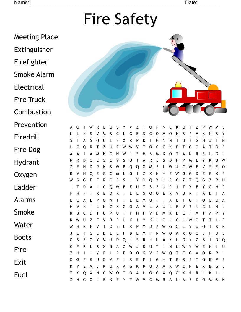 Fire Safety Word Search WordMint