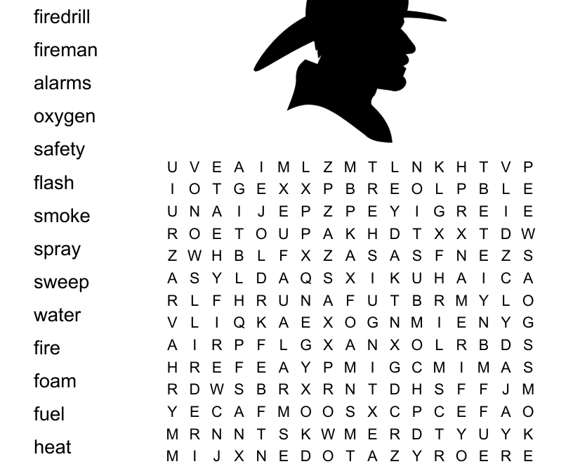 Fire Safety Word Search WordMint