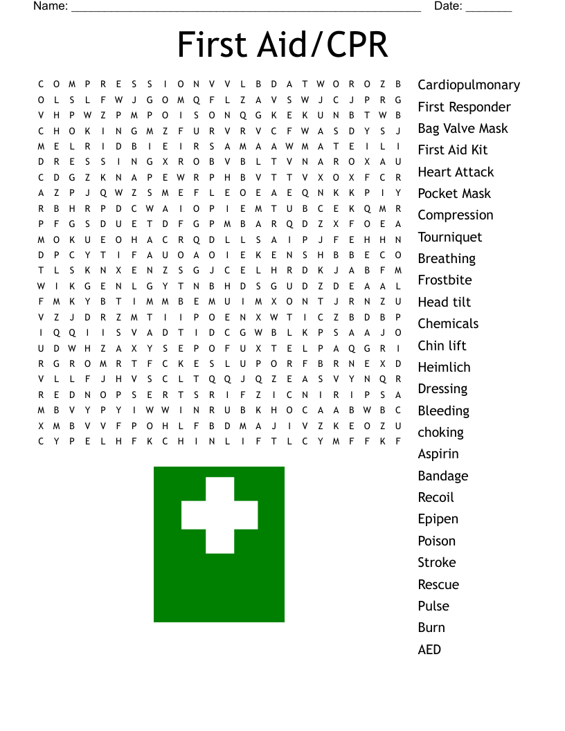 First Aid CPR Word Search WordMint