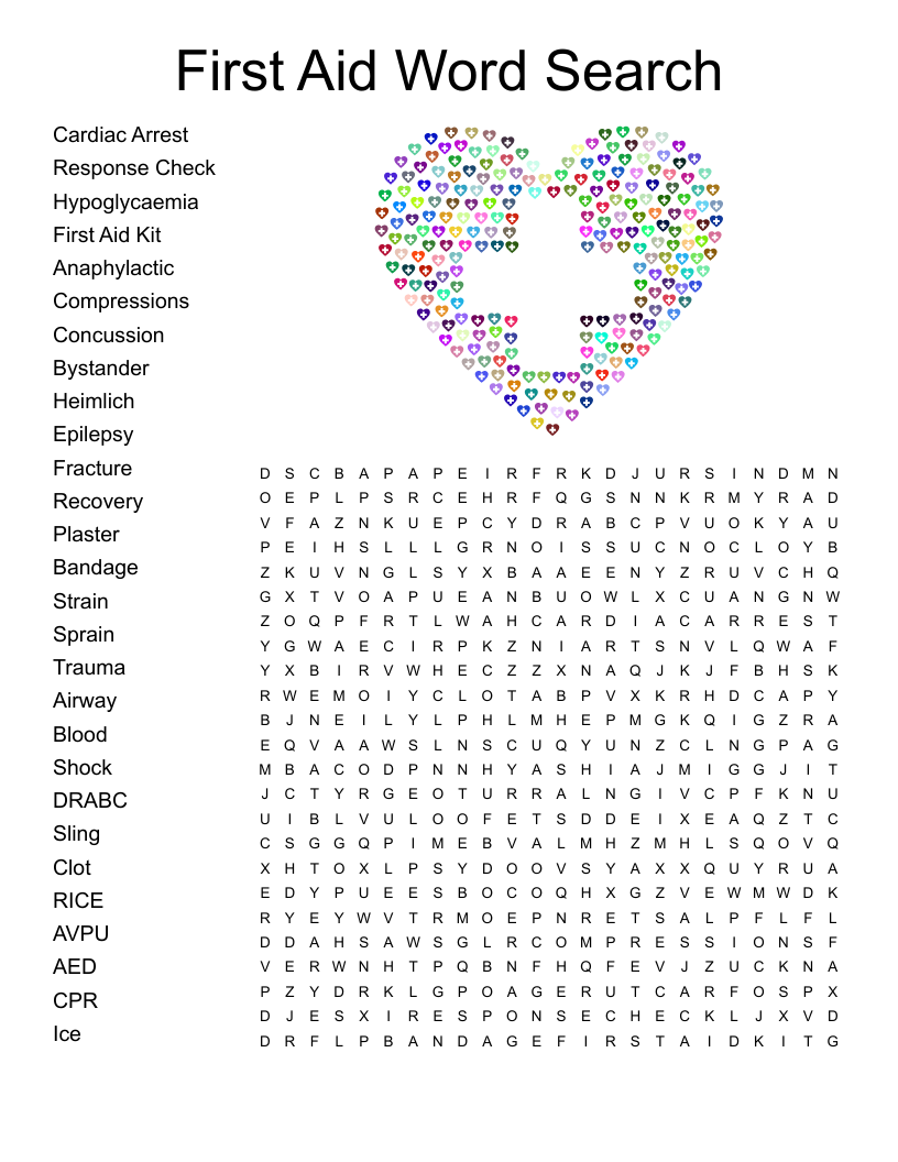 First Aid Word Search WordMint