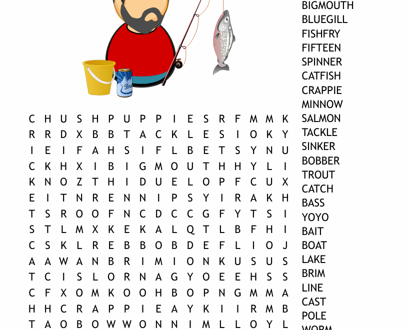 Fishing Word Search WordMint