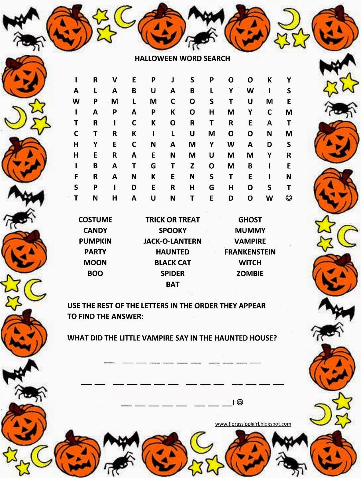 Free Halloween Printables Word Search