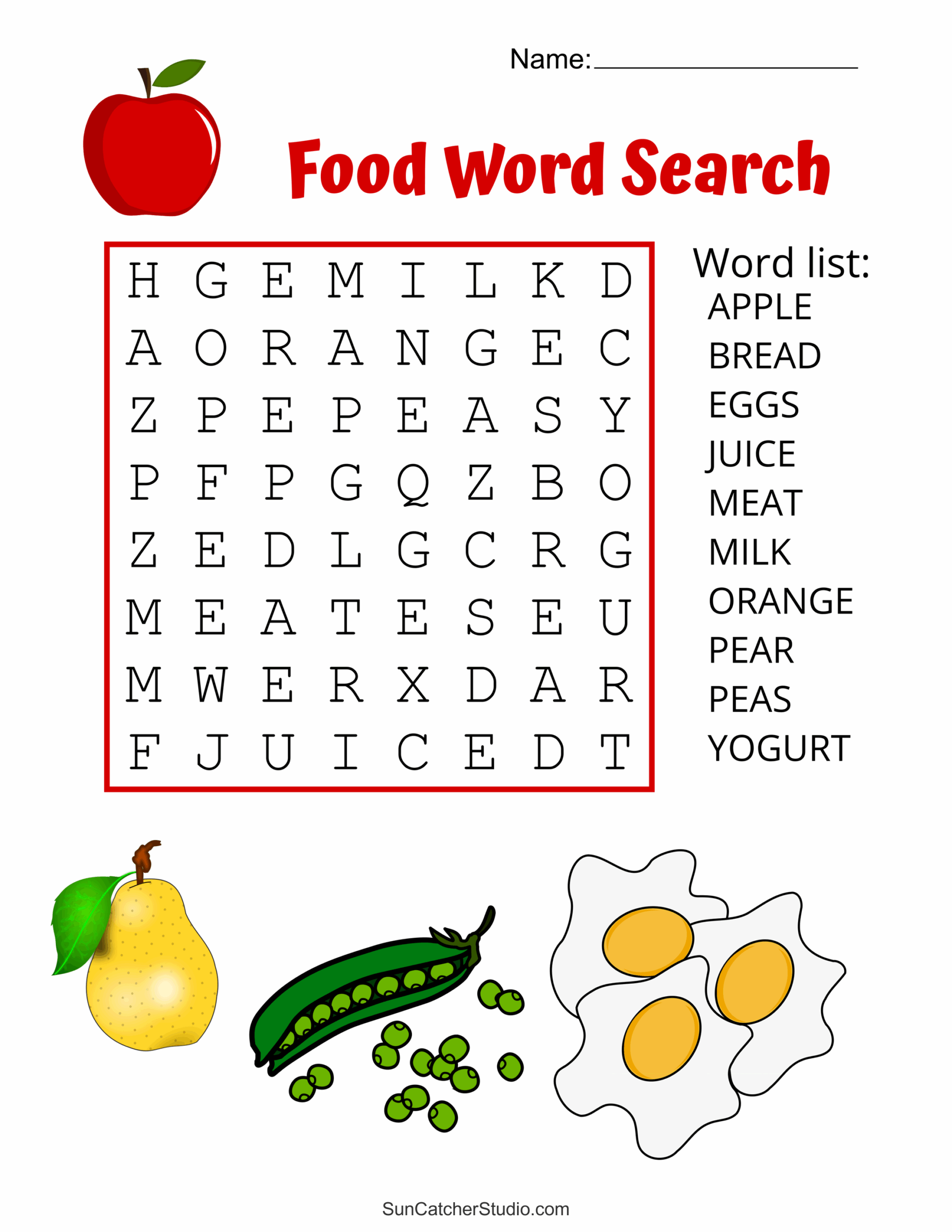 Food Word Search Free Printable Puzzles DIY Projects Patterns Worksheets Library