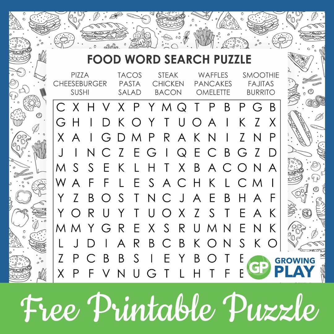 Food Word Search Puzzle Growing Play