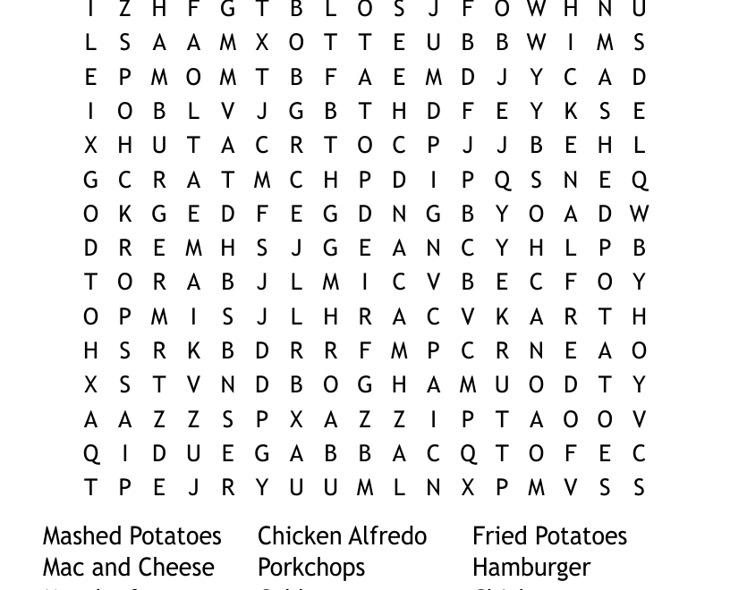 Food Word Search WordMint