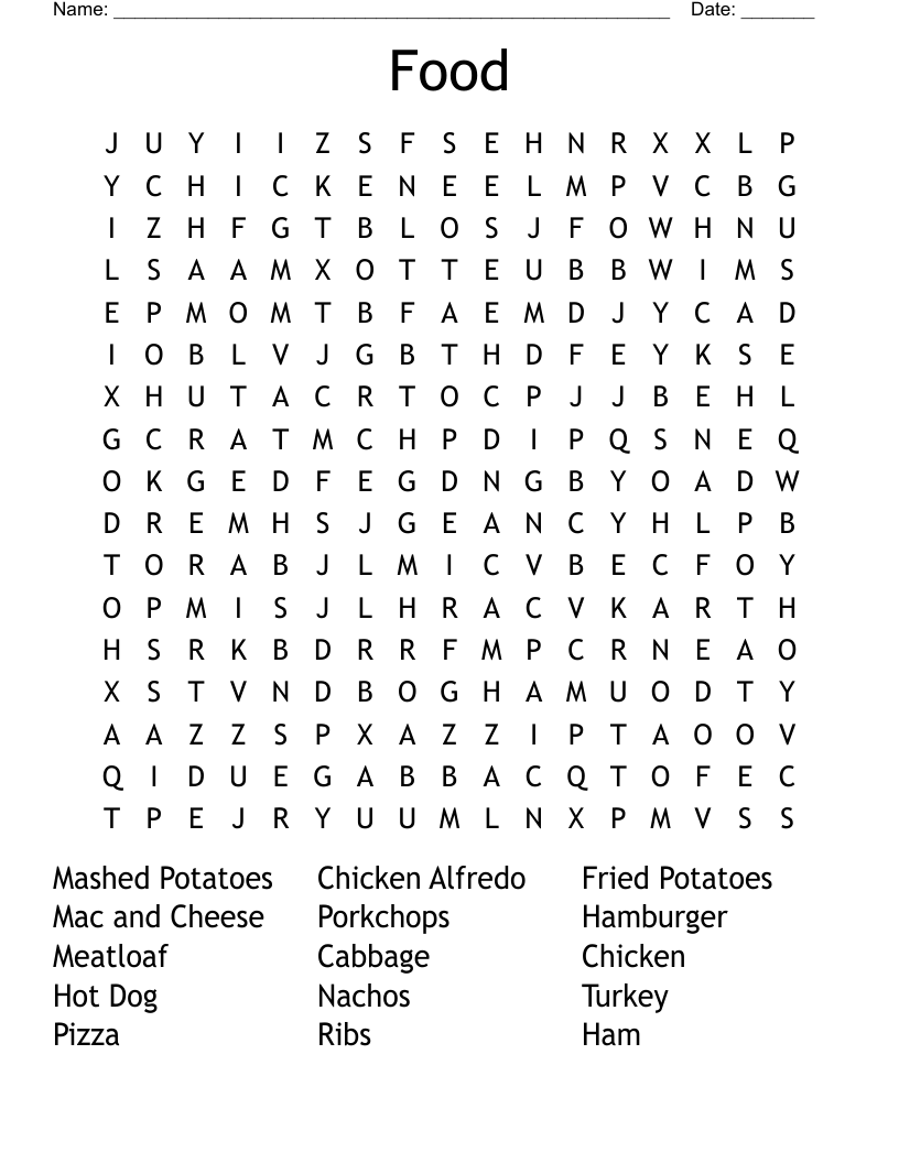 Food Word Search WordMint