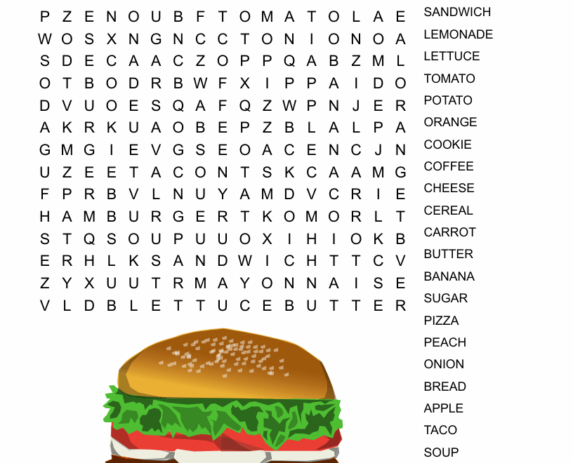 Food Word Search WordMint