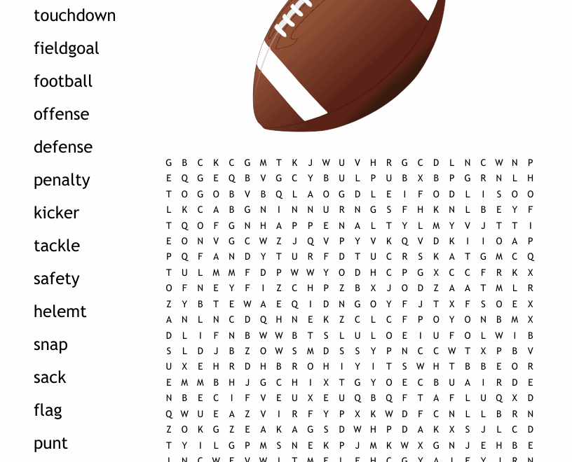 Football Word Search WordMint