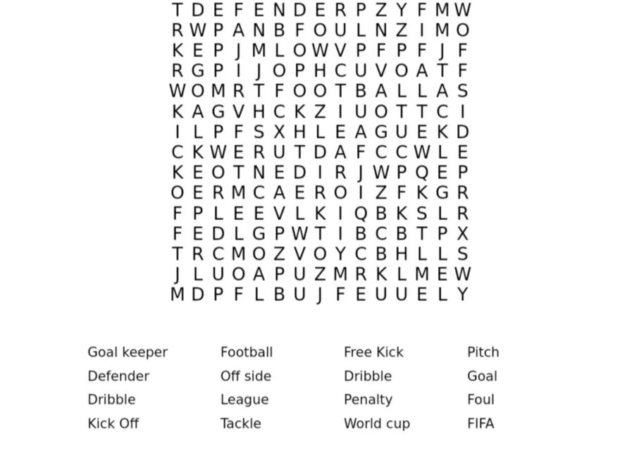 Football Wordsearch Printable Digital Download Etsy