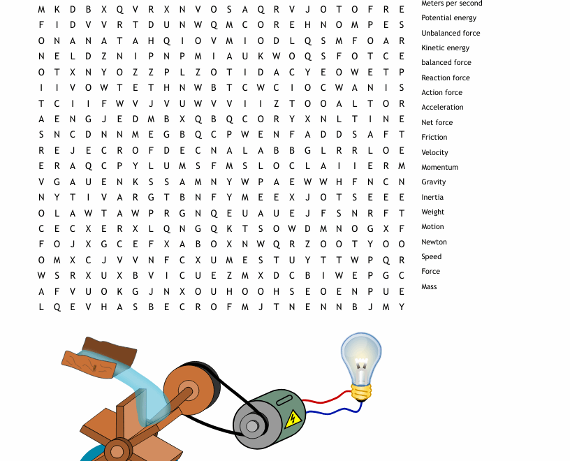 Force Motion Word Search WordMint