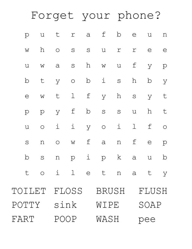 FORGOT YOUR PHONE Word Search WordMint