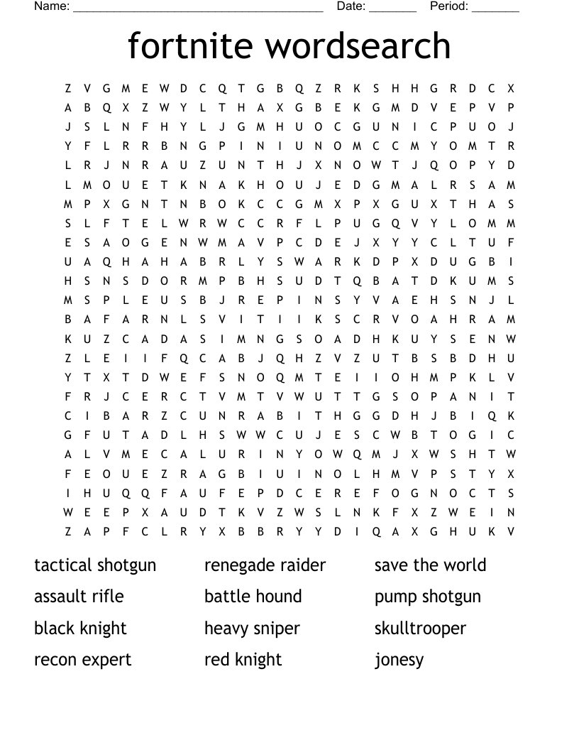 Fortnite Wordsearch WordMint