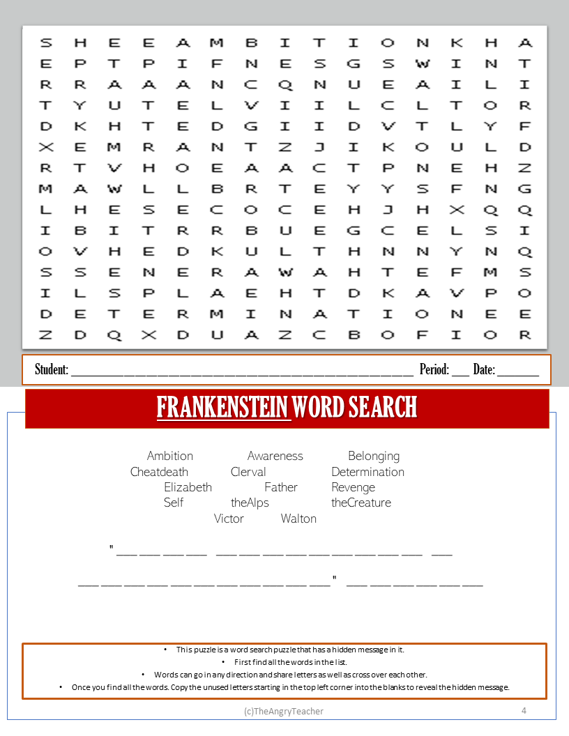 FRANKENSTEIN Puzzles Classful