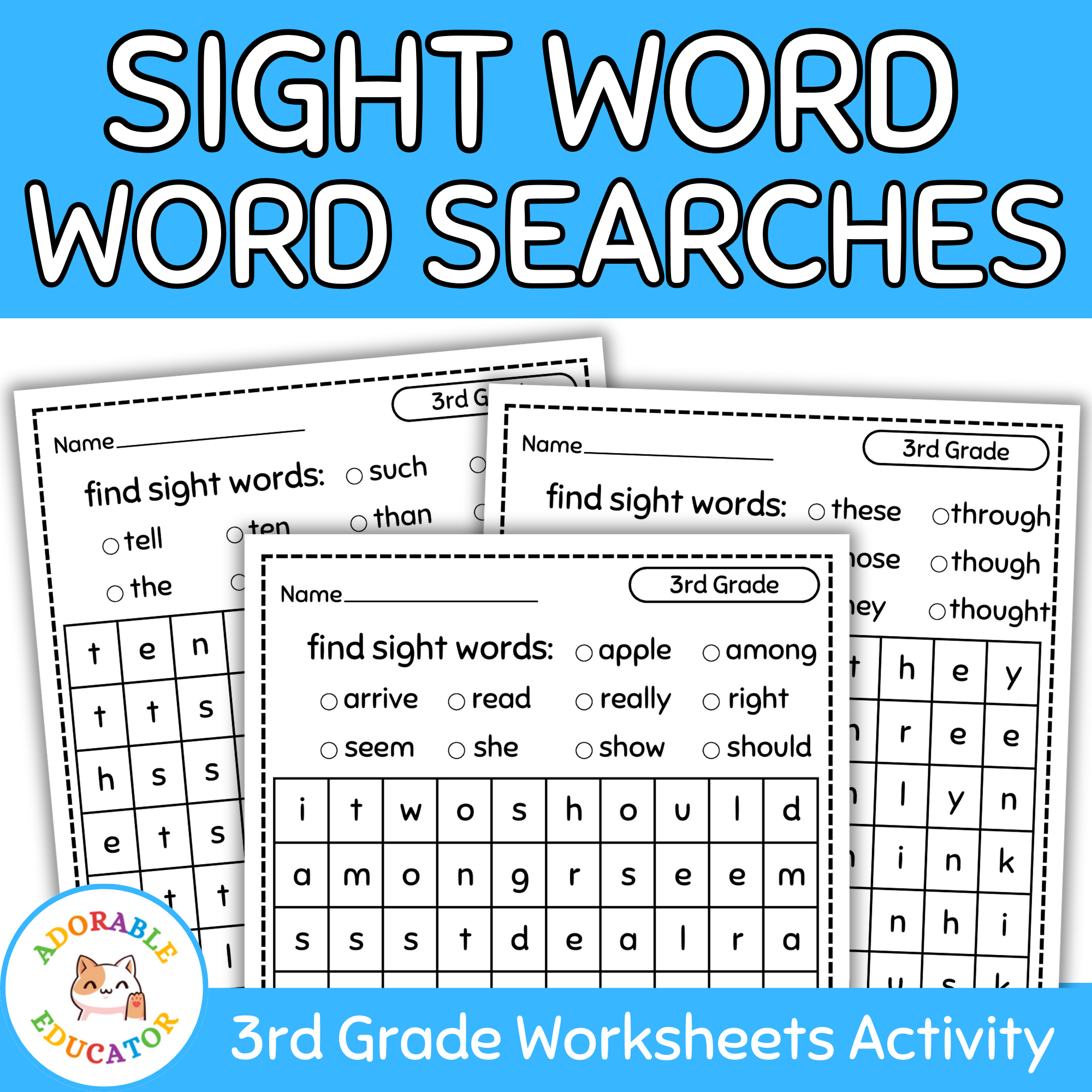 FREE 3rd Grade Sight Word Search Puzzle Worksheet Activity Sight Word Practice Made By Teachers