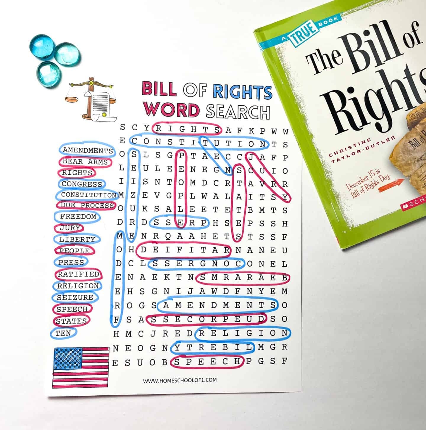 Free Bill Of Rights Word Search Printable For Kids