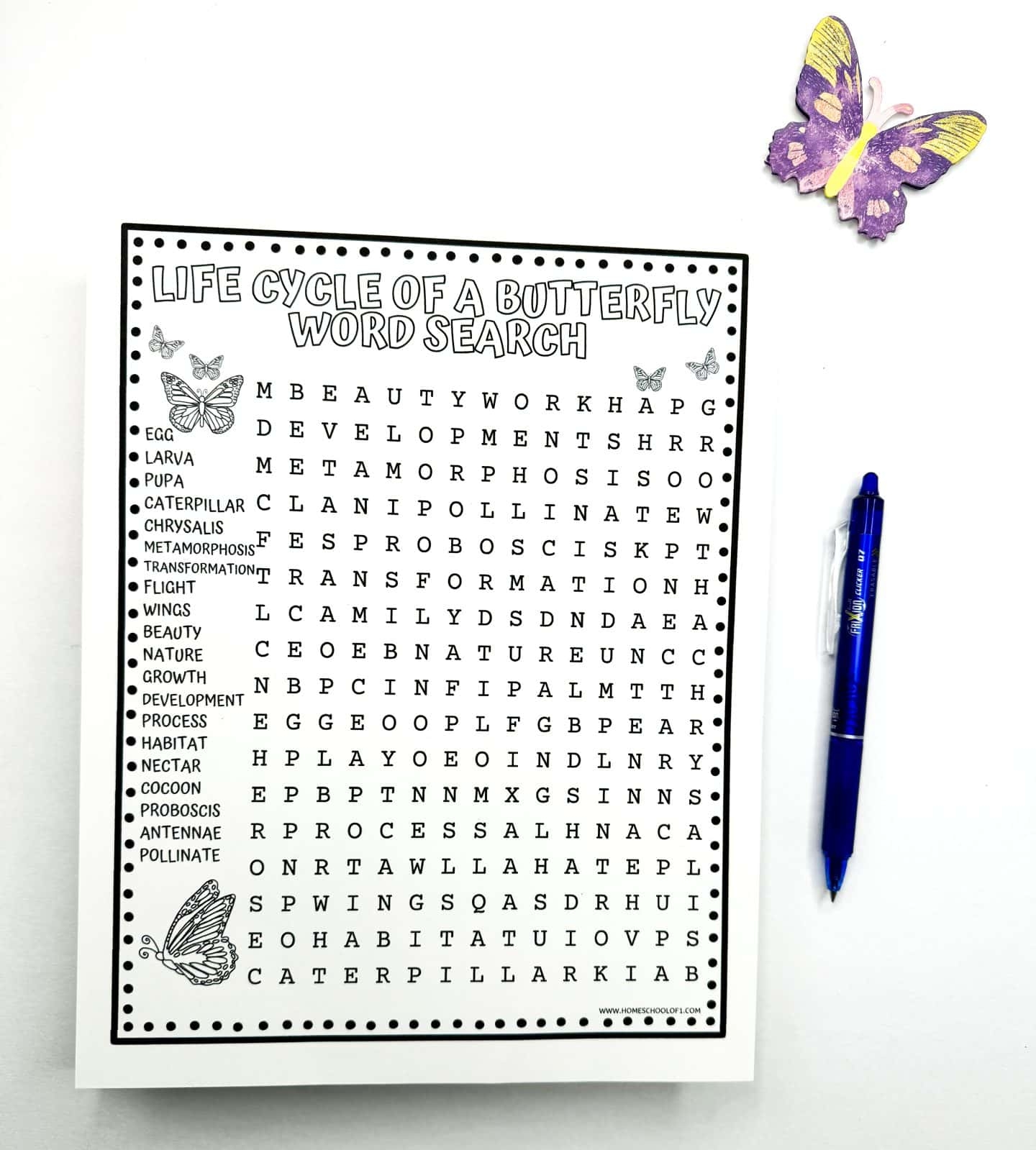 Free Butterfly Word Search Printable For Kids