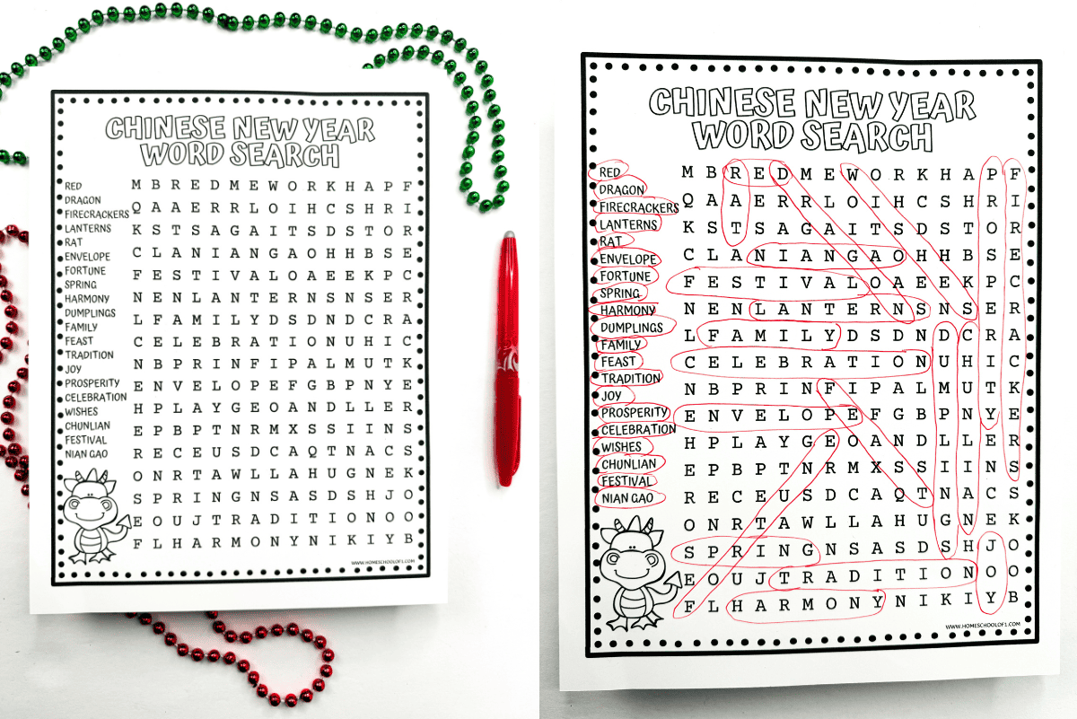 Free Chinese New Year Word Search Printable