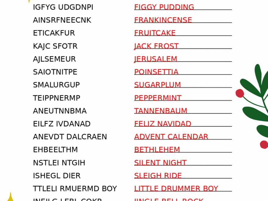 Free Christmas Word Scramble Printables For 2025 Crazy Laura