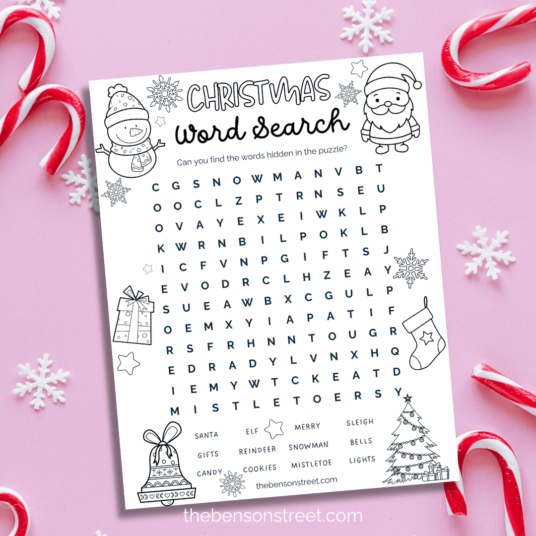 Free Christmas Word Search Printable For Kids Coloring Page