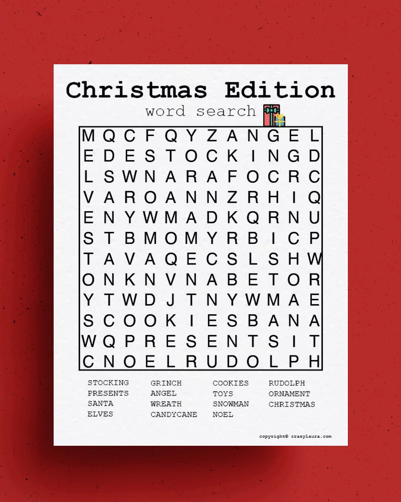 Christmas Word Search Puzzles Printable