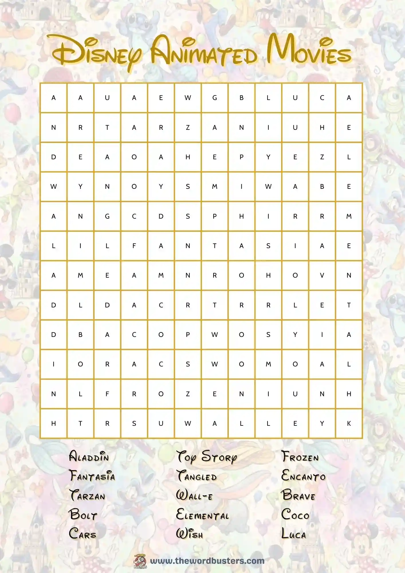 free disney word search printables pdf