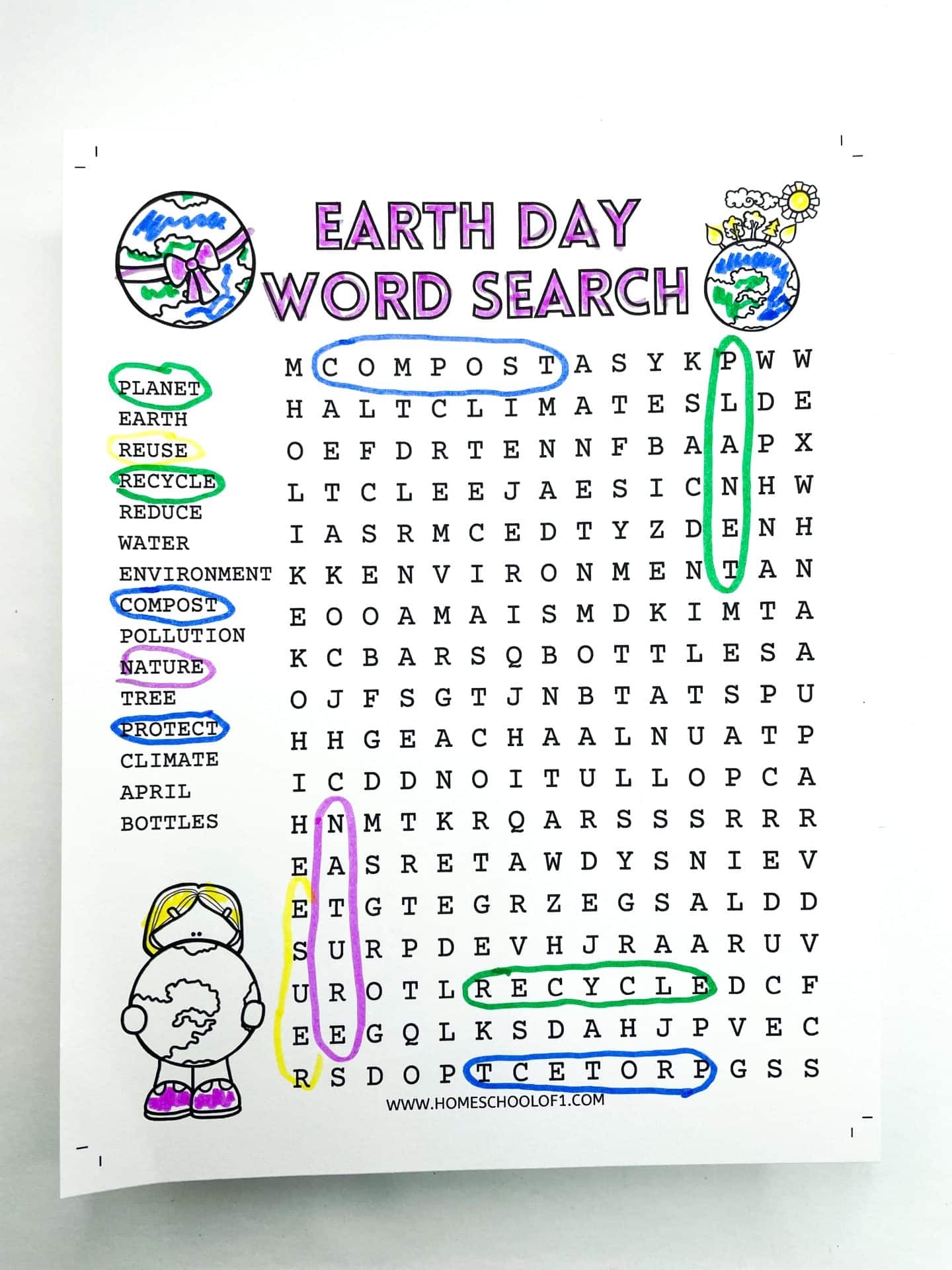 Free Earth Day Word Search Printable For Kids