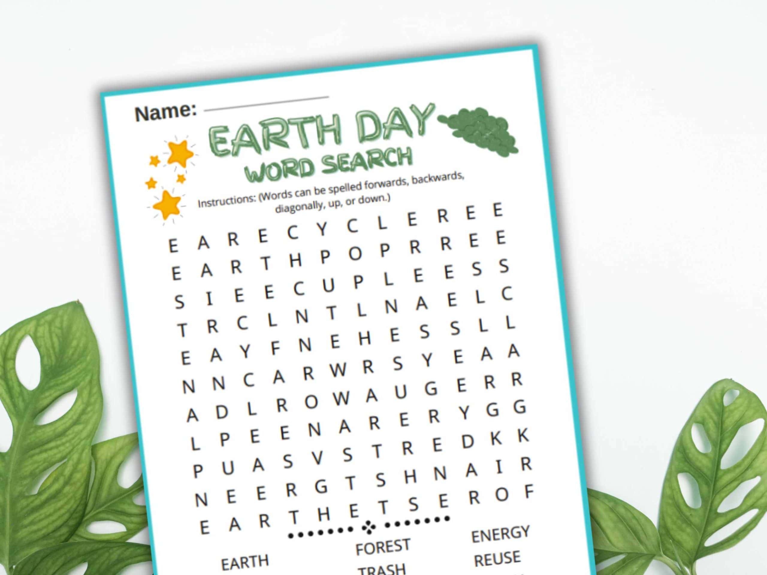 Free Earth Day Word Search Printable So Festive 