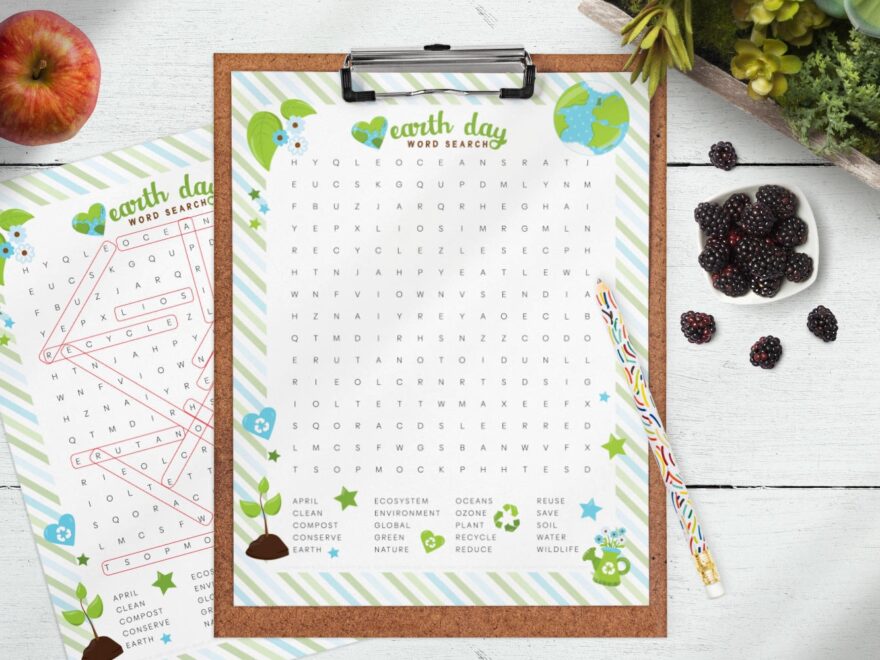 Free Earth Day Word Search Puzzle with Answers The Party Bloc