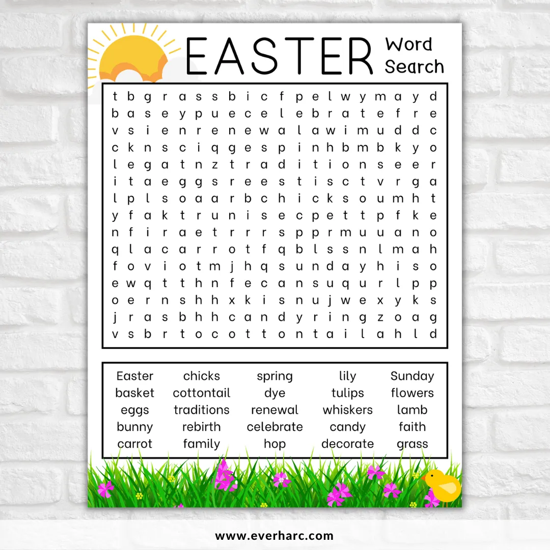 Difficult Easter Word Search Printables