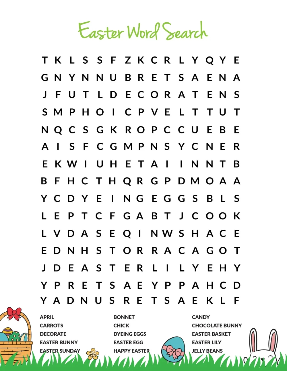 Easter Word Search Free Printable