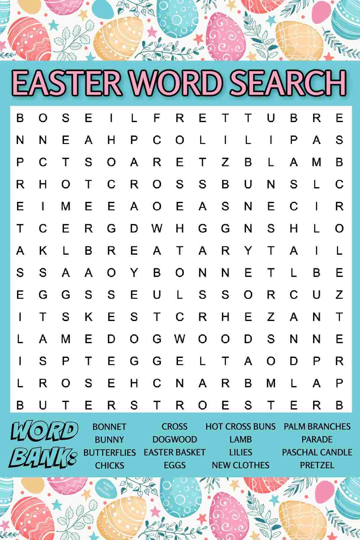 Free Easter Word Search Printable Word Find Answers Included 