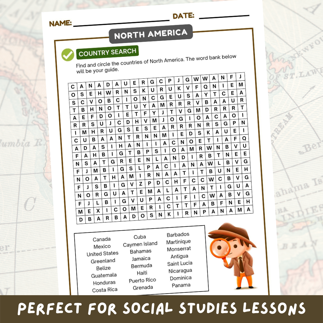 FREE Geography Word Search Social Studies Classful