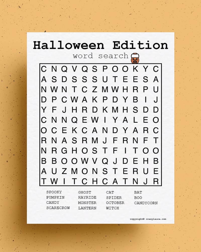 Free Halloween Word Search Printable Game Sheets Crazy Laura
