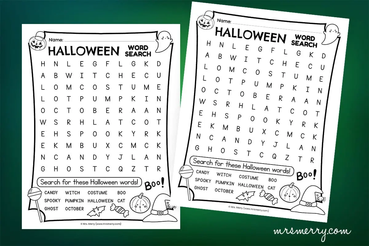 Free Halloween Word Search Printable Mrs Merry Worksheets Library