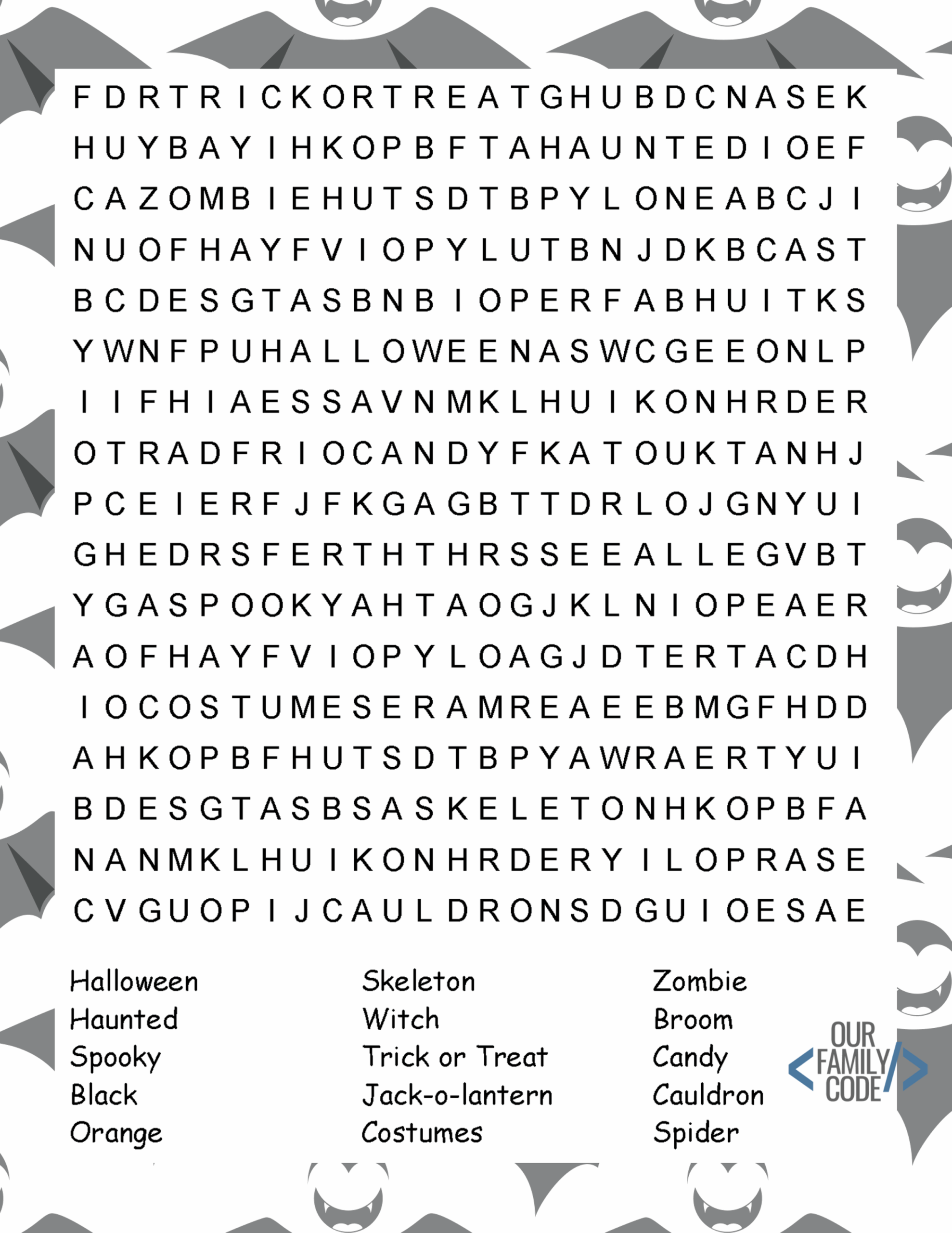 Free Halloween Worksheets For Kids Our Family Code