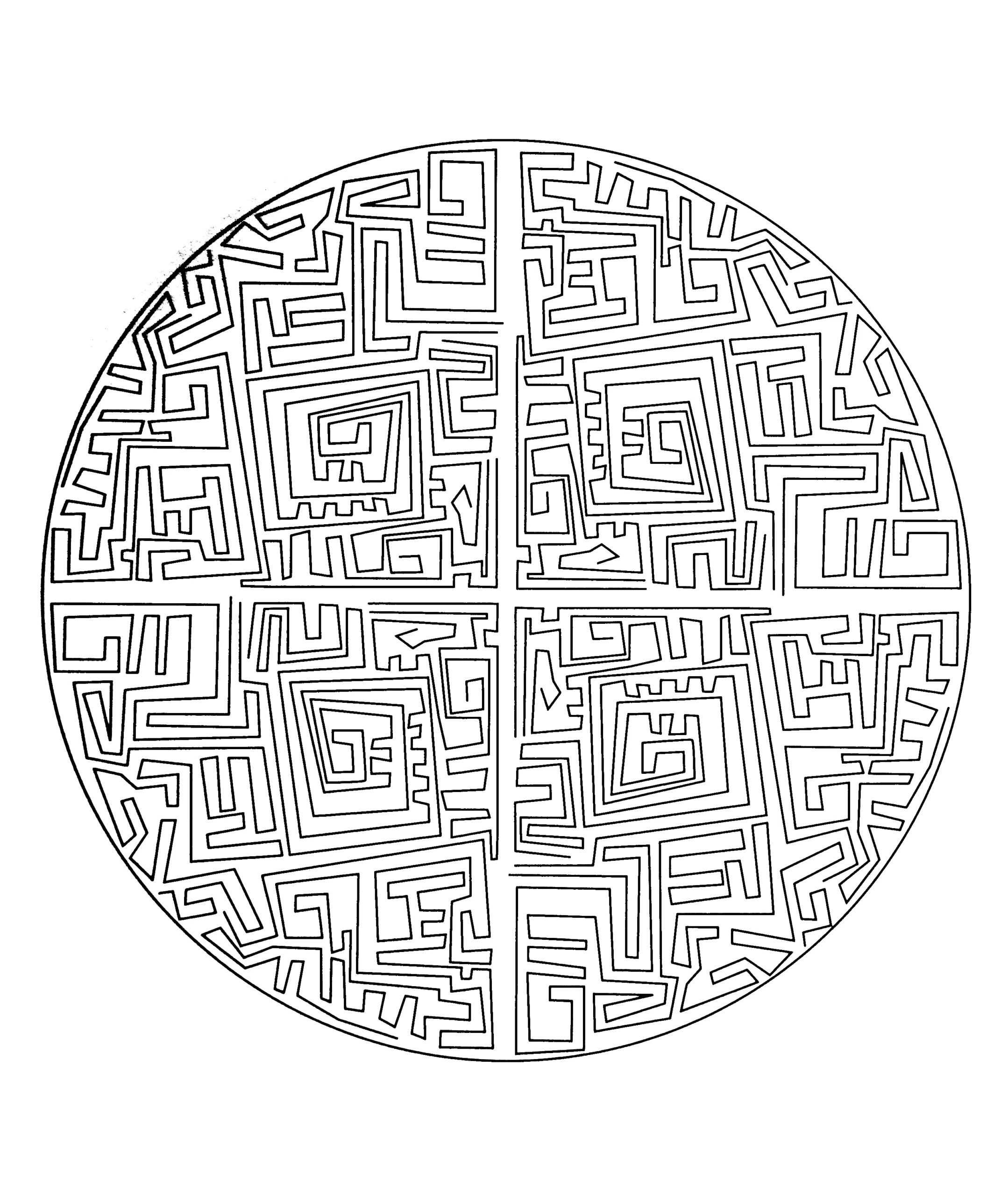 Free mandala to color maze Mandalas Coloring Pages For Adults