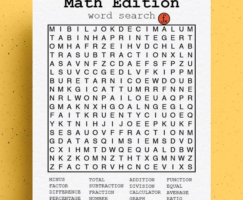 Free Math Word Search Printable Games PDF Sheets Crazy Laura