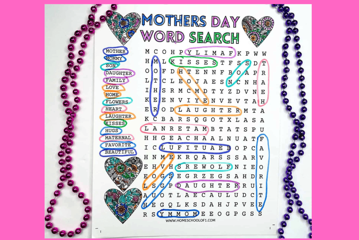 Free Mother s Day Word Search Printable For Kids