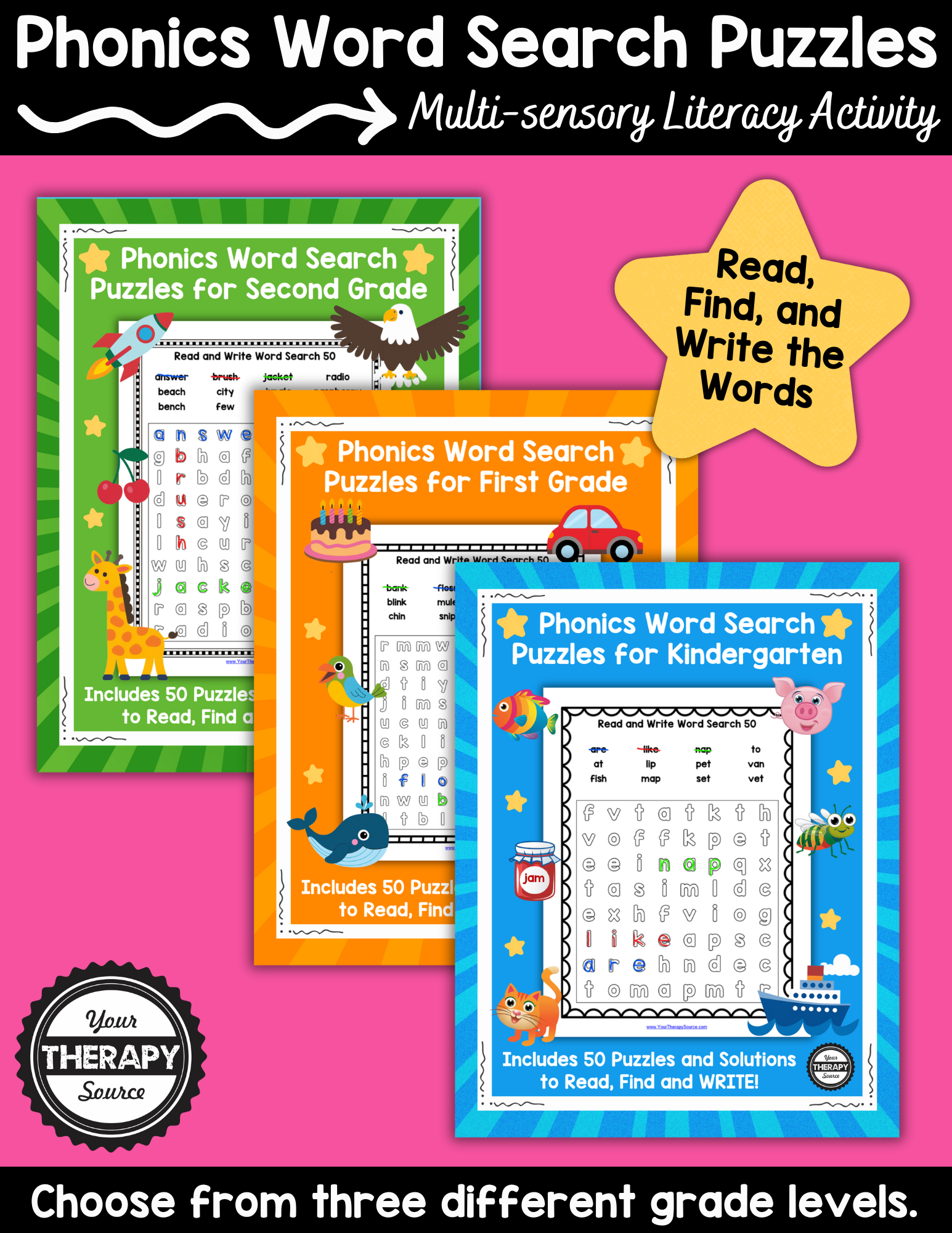 Free Phonics Word Search Puzzles Printable Sample Pages Your Therapy Source