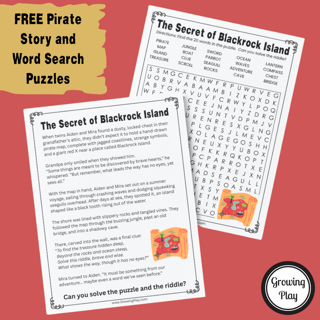 Free Pirate Story Riddle And Word Search Puzzle Growing Play