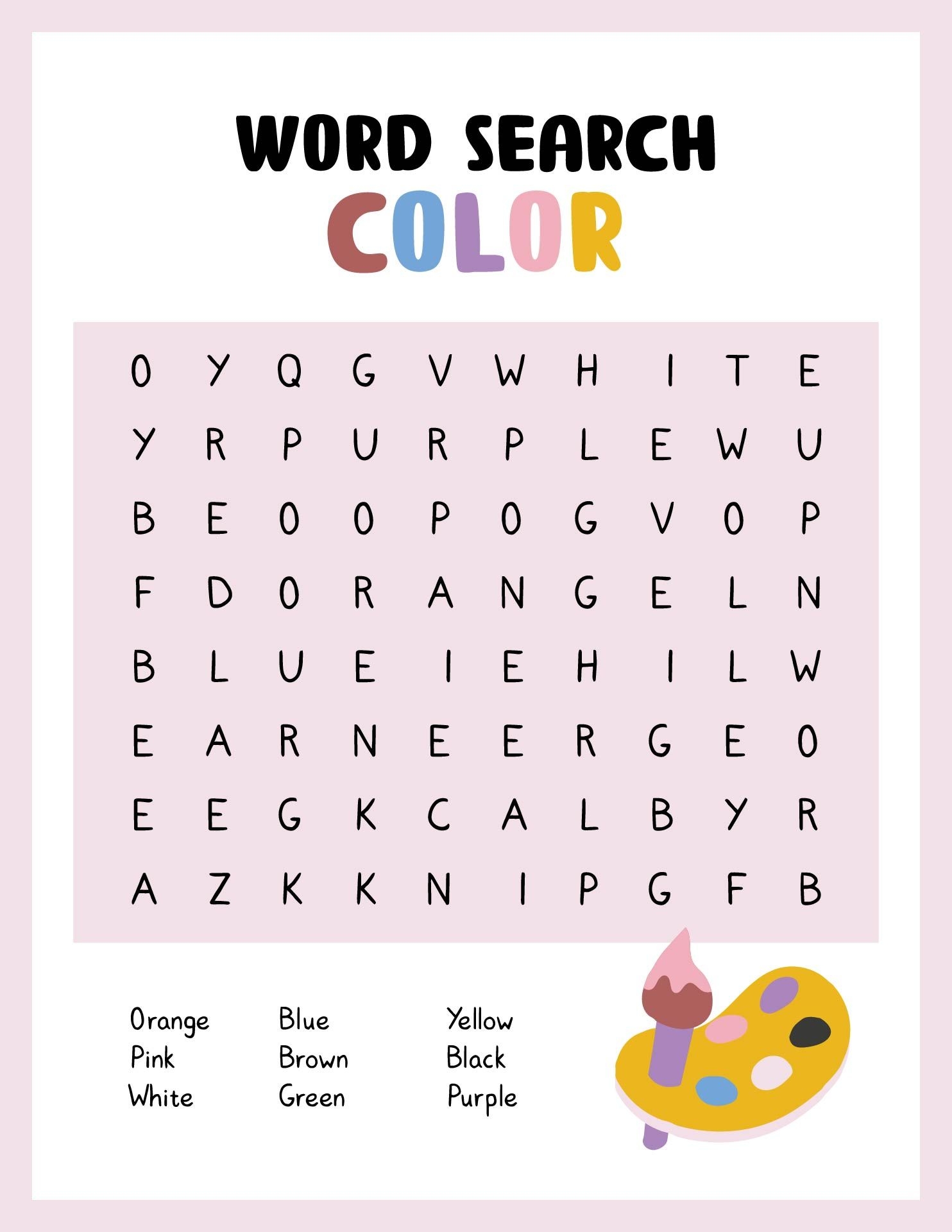 1st Grade Printable Word Search