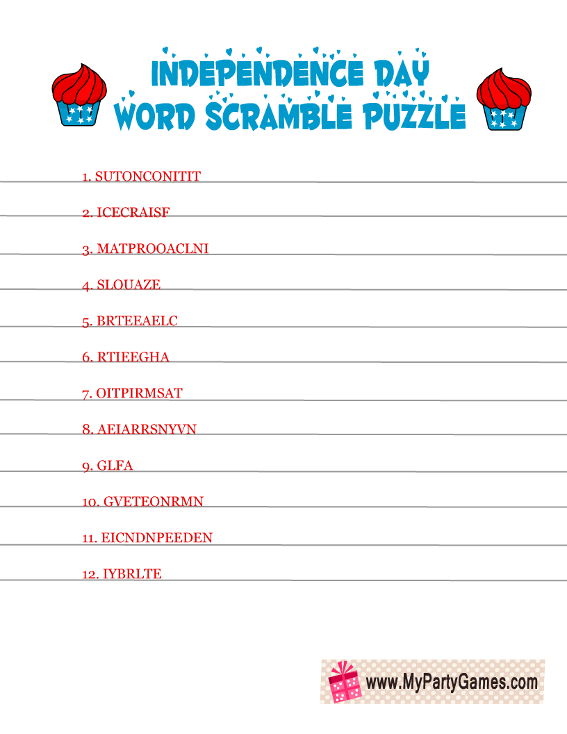 Printable 4th Of July Word Search