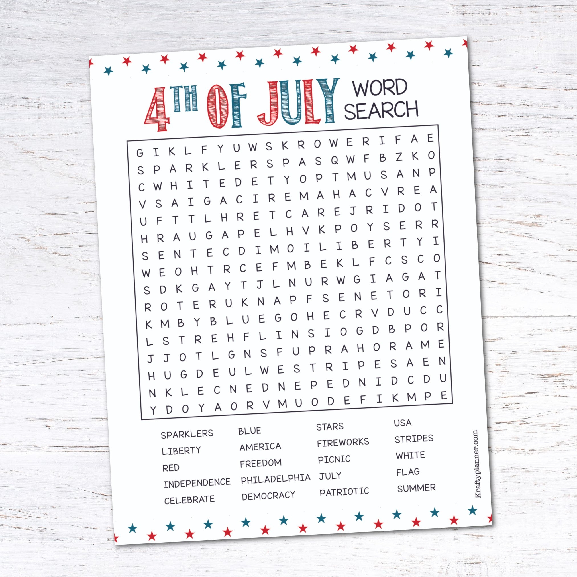 Free Printable 4th Of July Word Search Krafty Planner